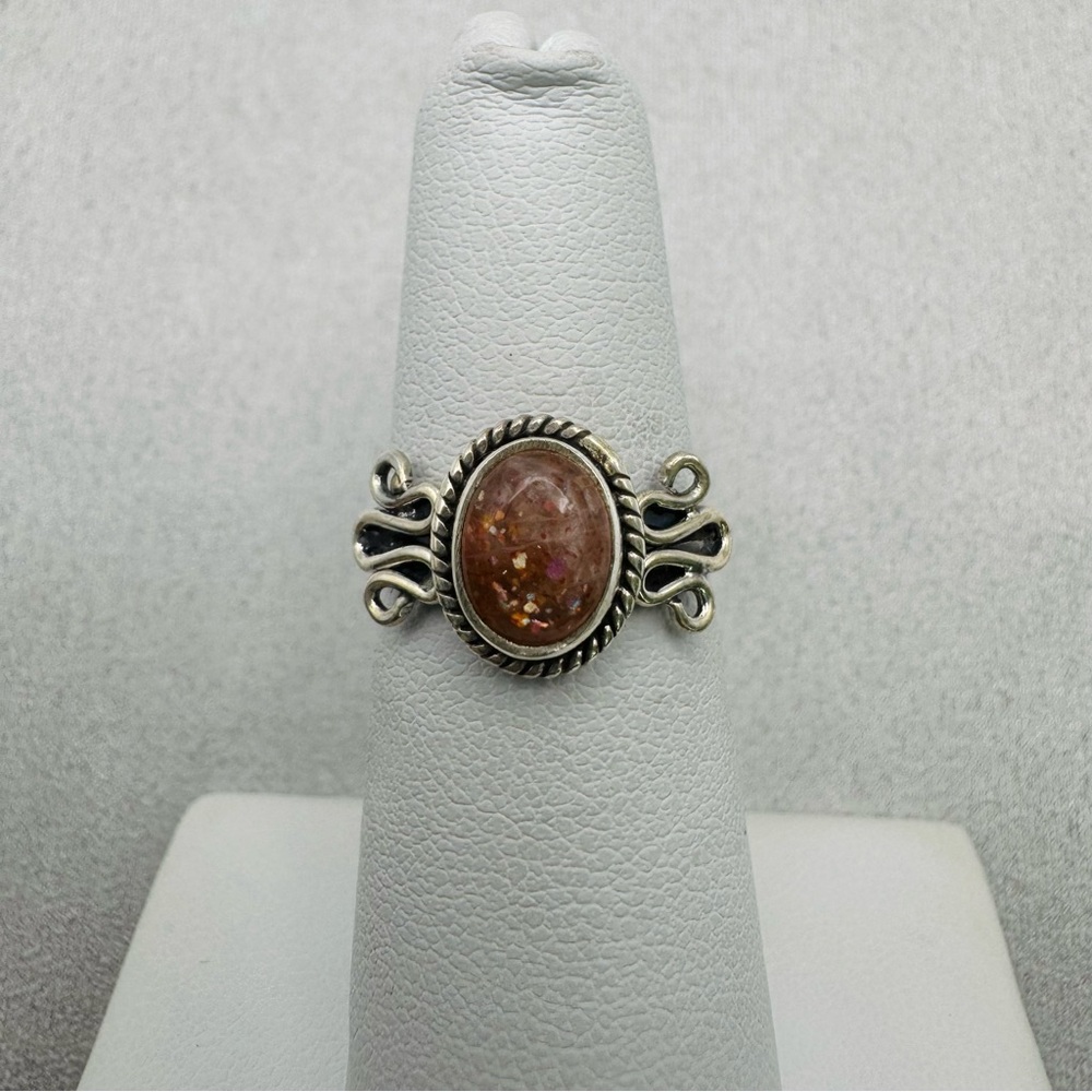 Oval Sunstone Sterling Silver Ring - image 1
